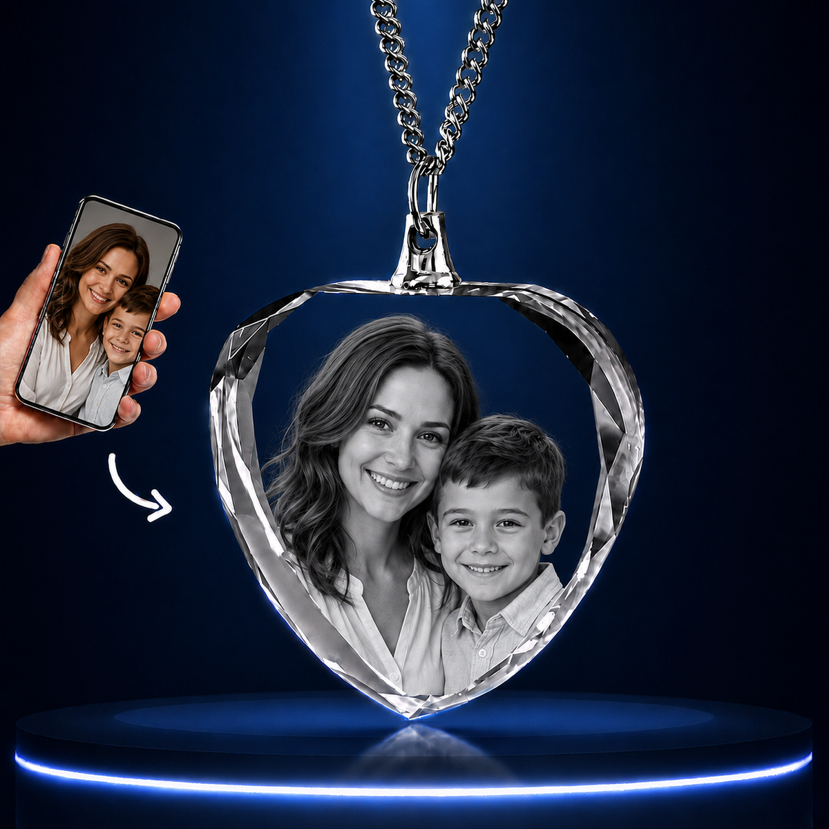 3D Crystal Heart Necklace