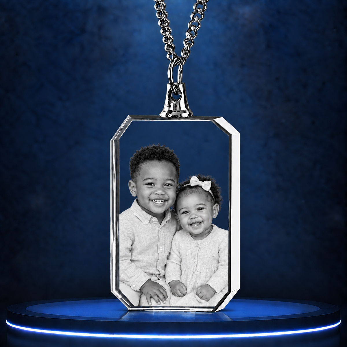 3D Crystal Rectangle Necklace