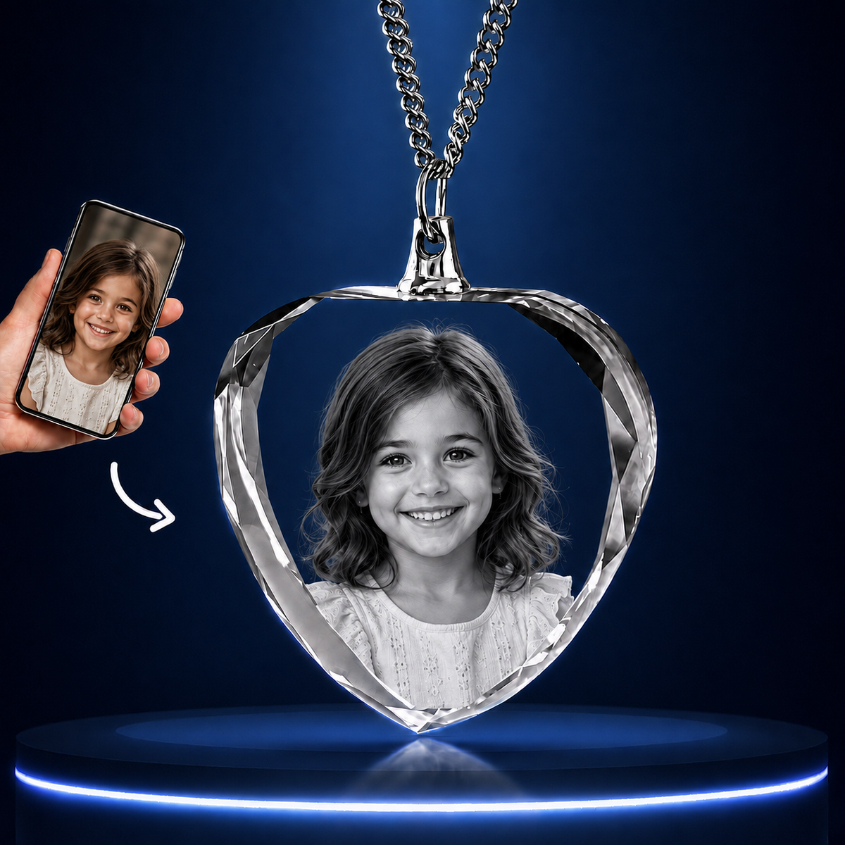 3D Crystal Heart Necklace