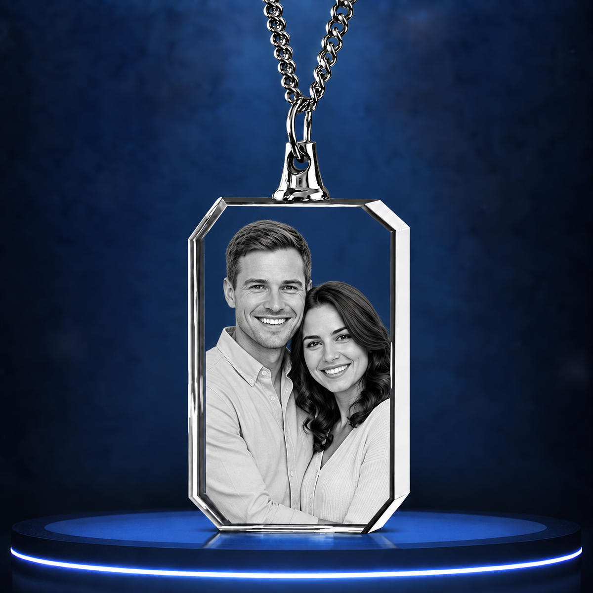 3D Crystal Rectangle Necklace