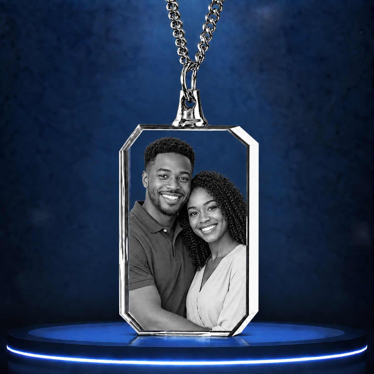 3D Crystal Rectangle Necklace